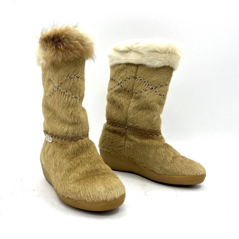 Vintage Tecnica Fur Boots Tan Brown Women's Size EU 38 / US 7